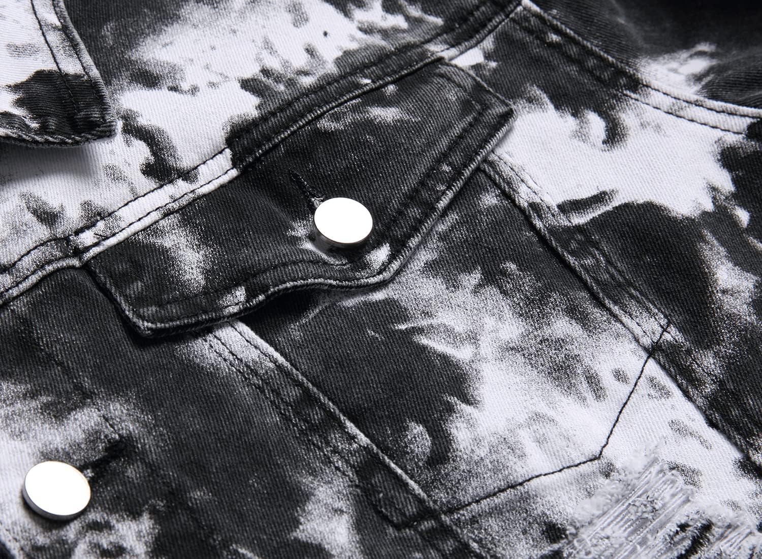 RANMCC Jean Jacket for Men Slim Fit Ripped Denim Jacket Coat - Image 4