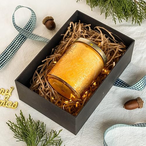 Miniatura 25 de Art Secret Paquete de 9 tarros de vela de vidrio en relieve de 8 onzas con tapas y etiquetas, diseño de estrellas de sol y luna (gris)