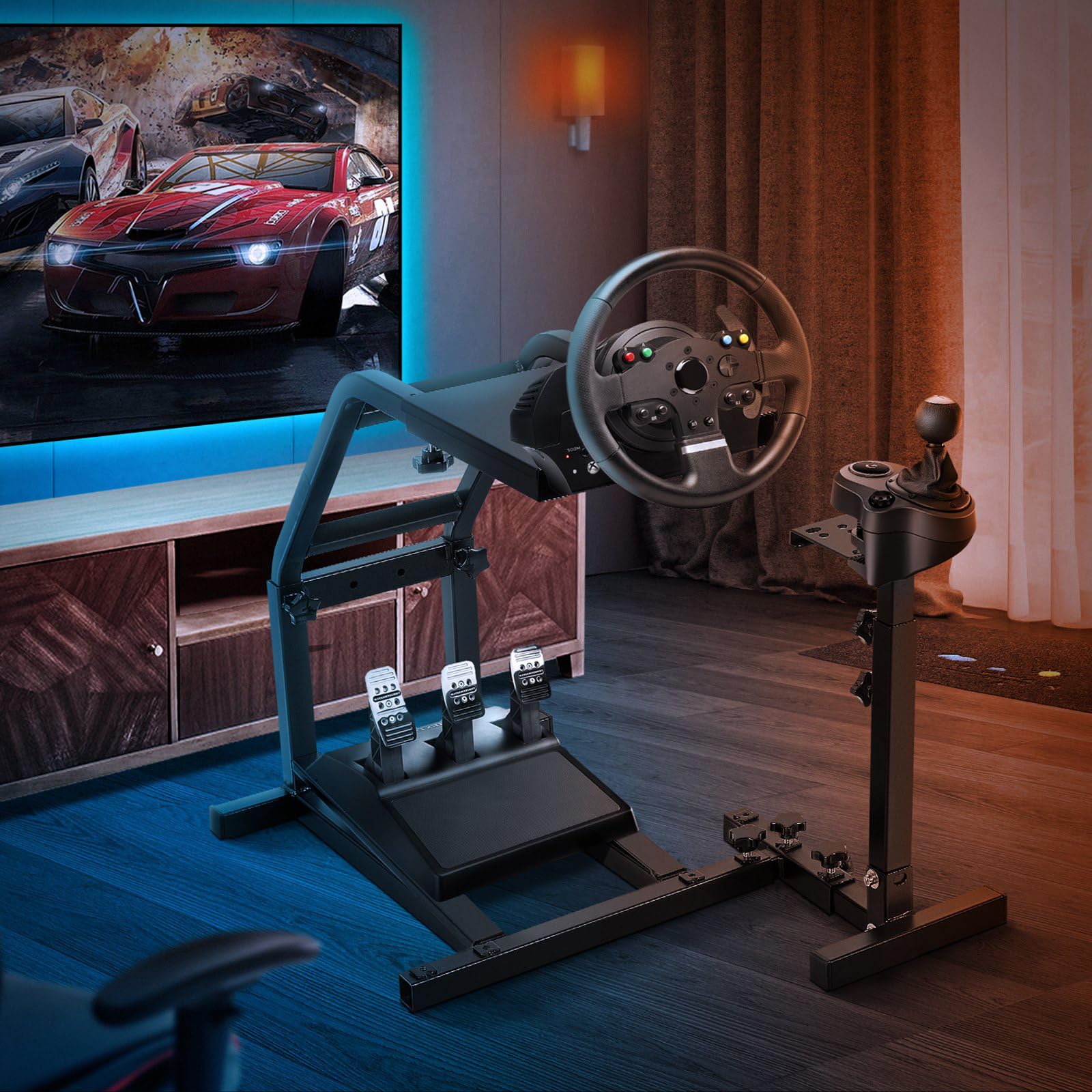 ZHIMAI Supporto per ruota da corsa regolabile in altezza per simulatore di guida compatibile con Logitech G25, G27, G29, G920 Gaming Cockpit