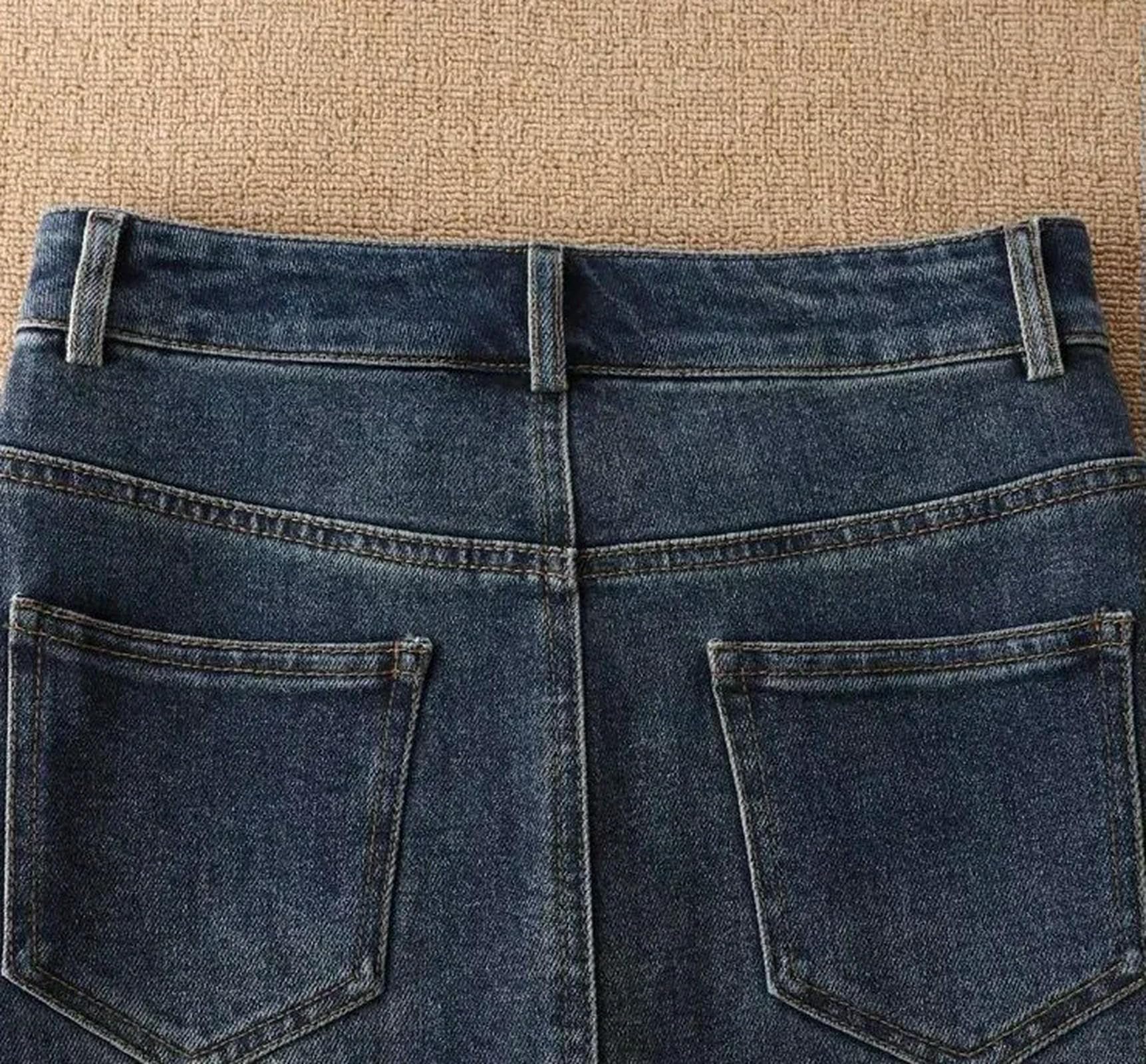 Gonna di Jeans Gonna in Denim Femminile con Tasche Zip al Ginocchio A Vita Alta Skinny