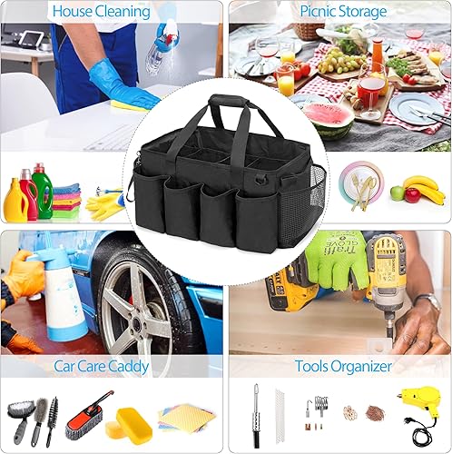 Miniatura 7 de HODRANT Organizador de limpieza extra grande organizador de suministros de limpieza con asas para almacenamiento de productos de limpieza bolsa de