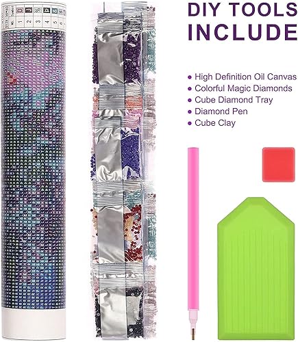 Miniatura 2 de YSUNETER Kits de pintura de diamantes de Navidad para adultos, kits de arte de diamantes redondos para adultos principiantes, pintura de puntos de