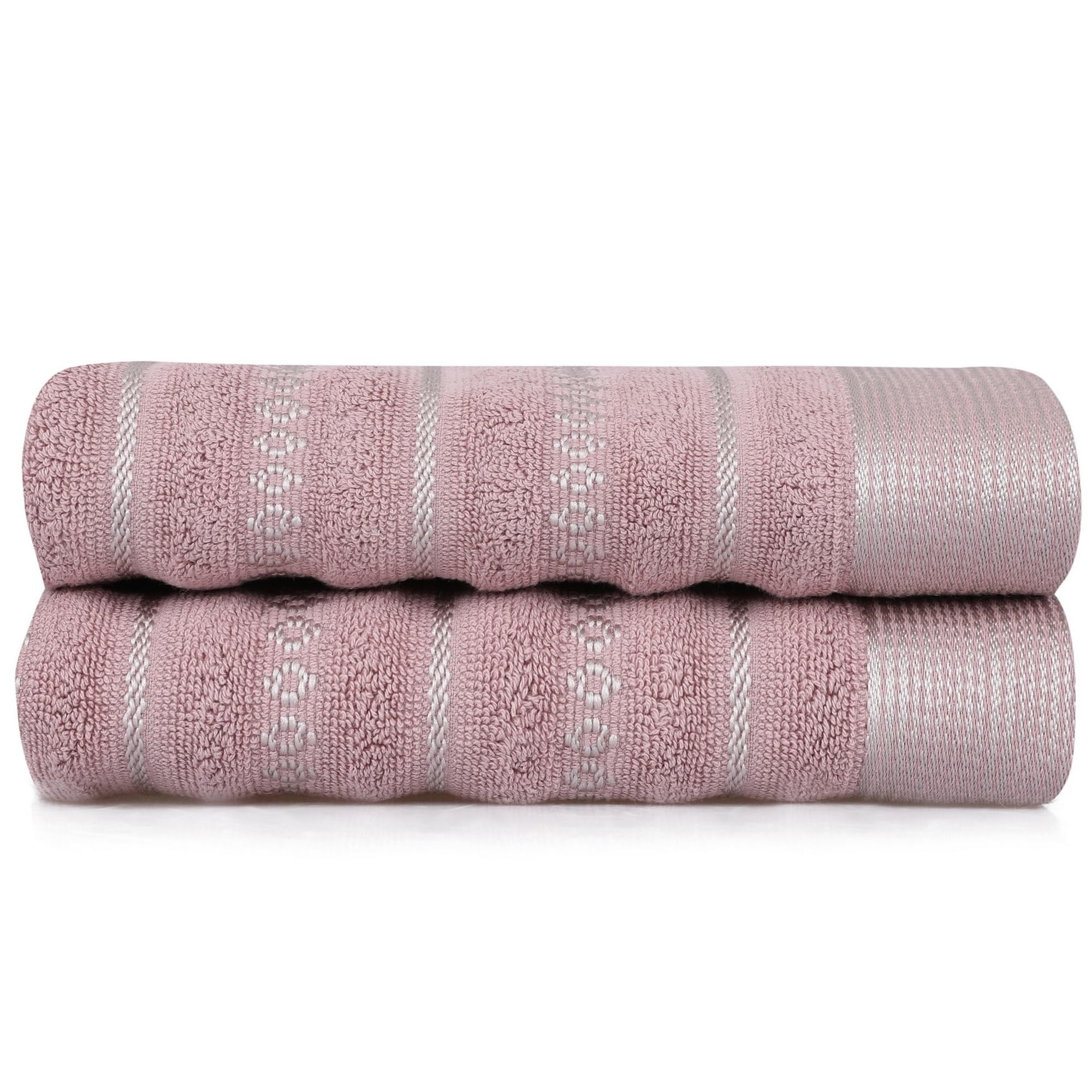 WELL HOME MOBILIARIO & DECORACIÓN Hand Towel Set (2 Piece) Pale Pink and Grey, Pink Stick Grey, 50x90 - Image 2