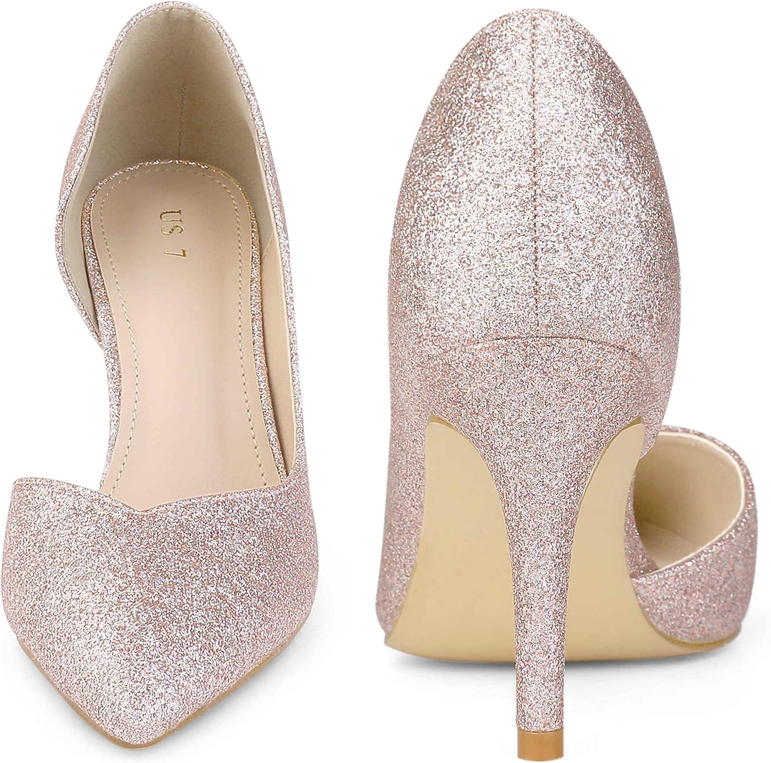 Perphy Glitter Pump Pointed Toe Slip-on Stiletto Heels Pumps for Women