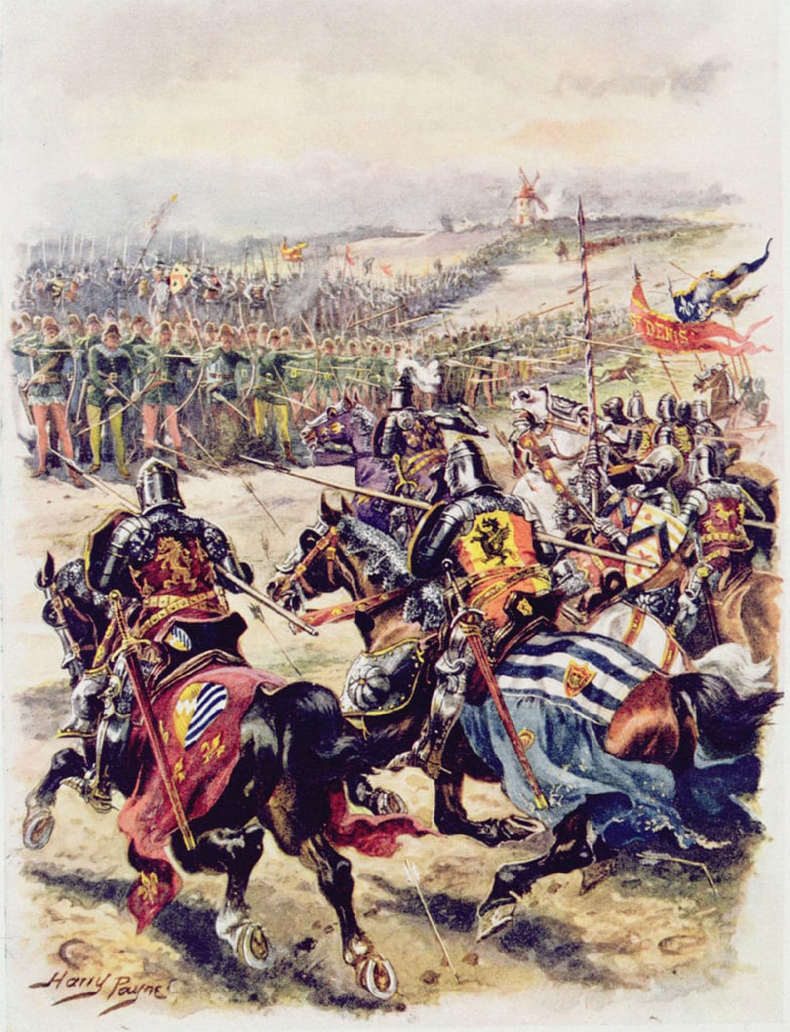 Artxlxxbn No Frame Famous Print Painting Colorful Art Print Charge Of The French Cavalry By Henry A. Payne Canvas Art Decorations For Home Decor 60X90cm