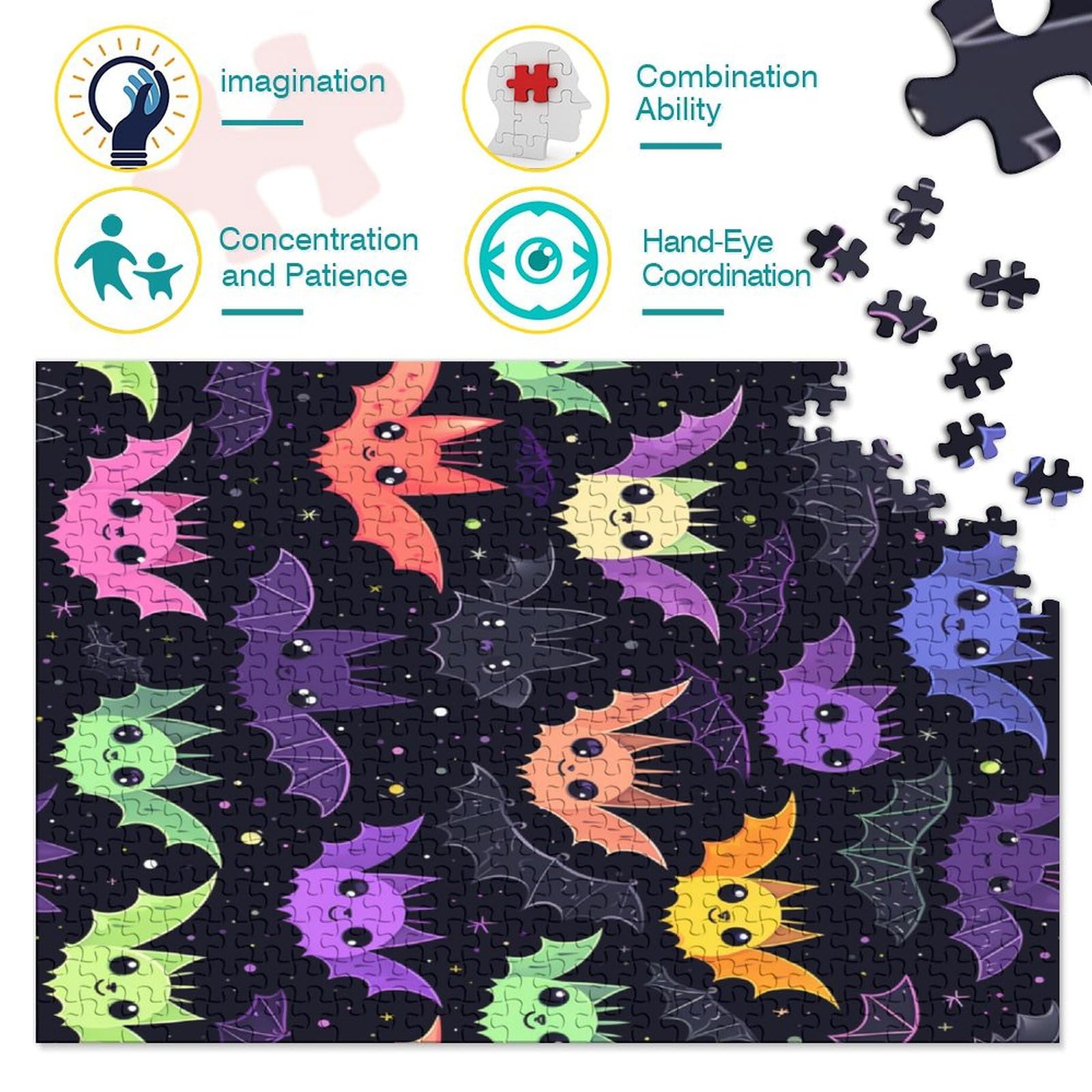 Bat 1000 Pezzi Adulti Puzzle Impegnativo Giochi Educativi Ottimo Regalo Per Adulti Enigma Impossibile Sostenibile Puzzle Adulti 1000 Pezzi 1000pcs (75x50cm
