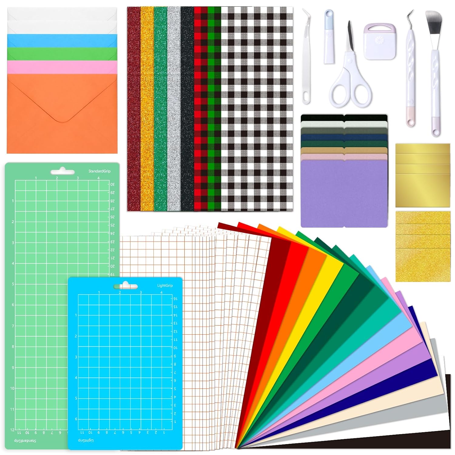 63PCS Accessories Bundle for Cricut Joy, Accessories and Supplies with Weeding Tools, Heat Transfer Vinyl, Permanent Adhesive Vinyl, Card Kit, Card Mat, Crafting Starter Kit for Cricut Projects