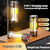 Vista 4 de FZH Linterna de campamento recargable, linterna de luz de campamento con magnético, banco de energía, modo de luz SOS blanco/cálido/rojo