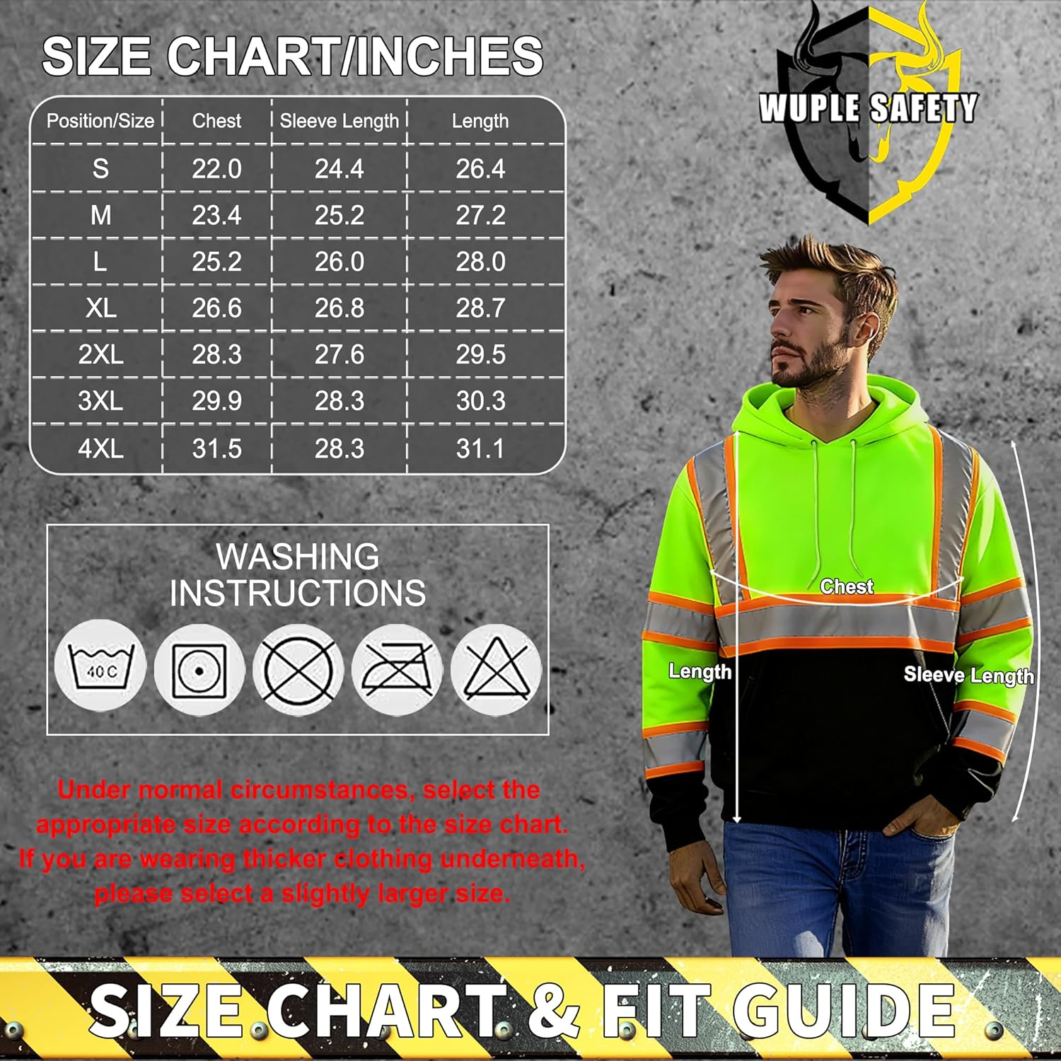Hi Vis Safety Hoodie Class 3 High Visibility Sweatshirt for Men Reflective Pullover Sweater with Black Bottom, Yellow, XL