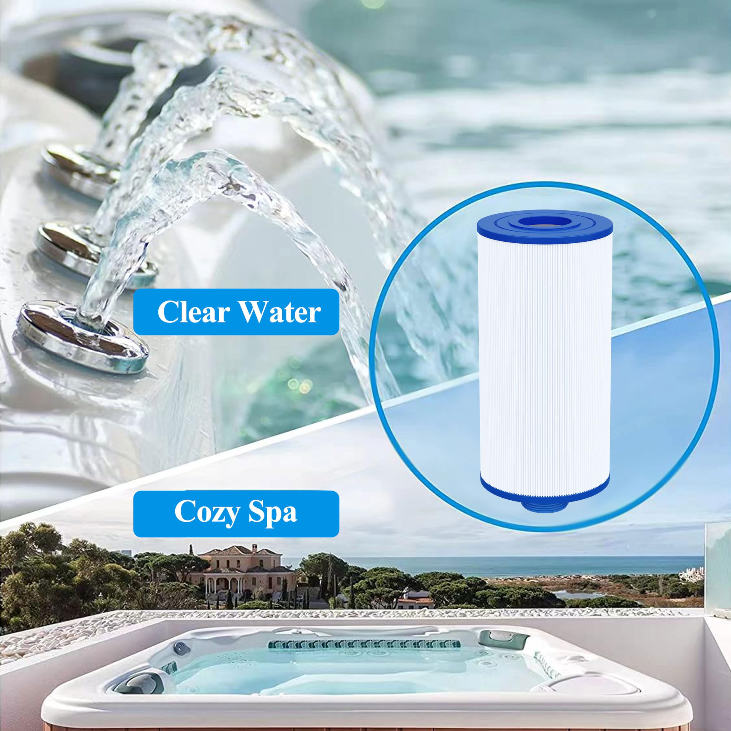 Cryspool® 05004 Filtro compatible con 5CH-45, FC-2401, PFF50P4, Baleen AK-90108, PFF50-PAD4, PFF50P, cartucho de filtro de spa de 45 pies cuadrados, paquete de 2