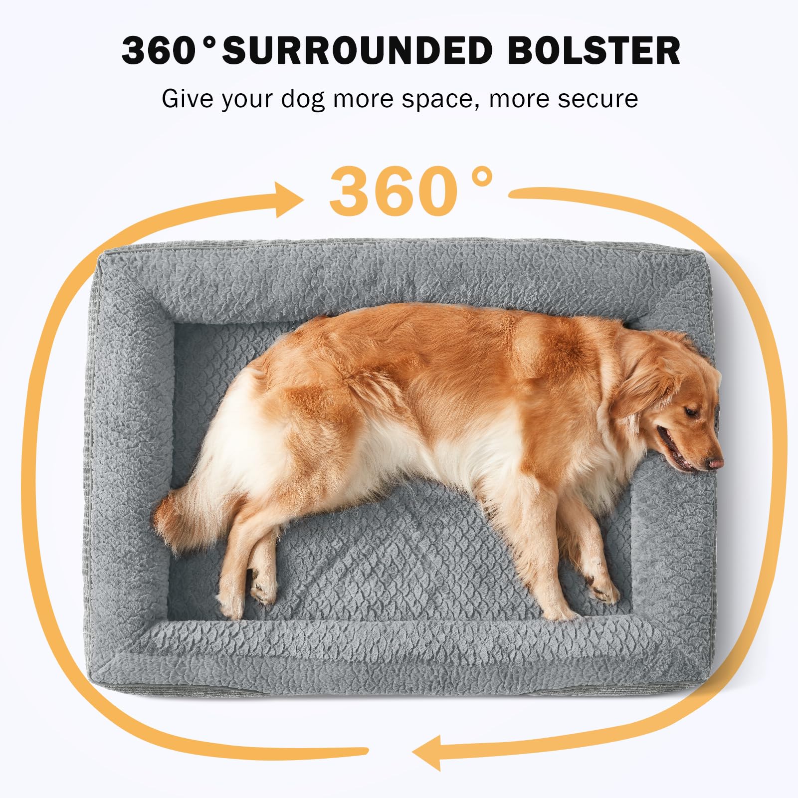 INVENHO Orthopedic Dog Beds Large Sized, XL Washable Egg-Crate Memory Foam Dog Couch Bed with Washable Removable Cover, Waterproof Lining and Nonskid Bottom - image 8