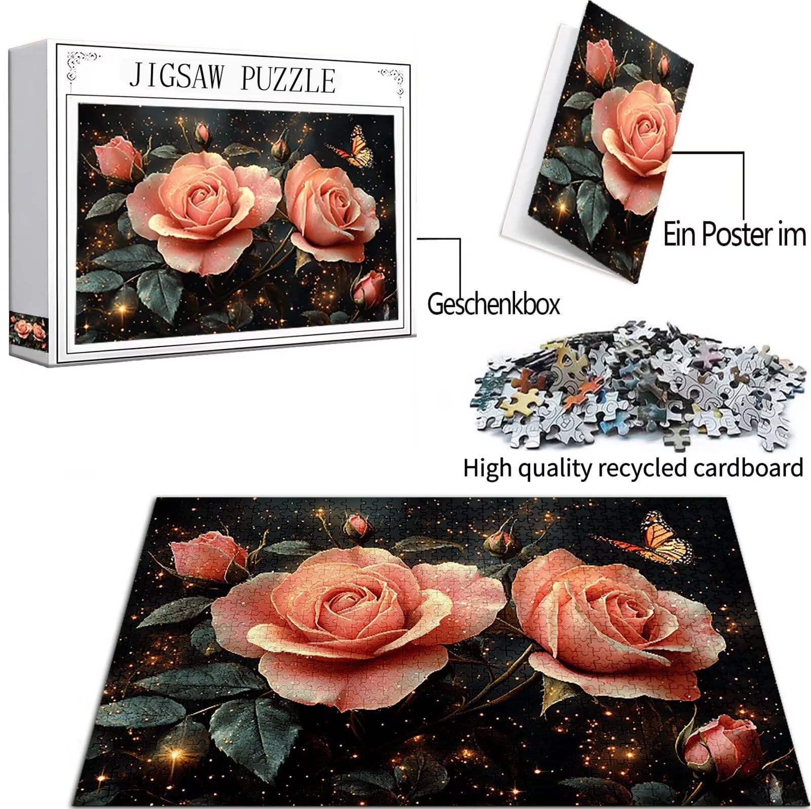 Motyl Puzzle 1500 elementów dla dorosłych, duże drewniane puzzle motyl wzór, 87 x 57 cm układanka DIY rzemiosło 14 lat działalność rodzinna z opakowaniem prezentu do dekoracji ścian domu, model377