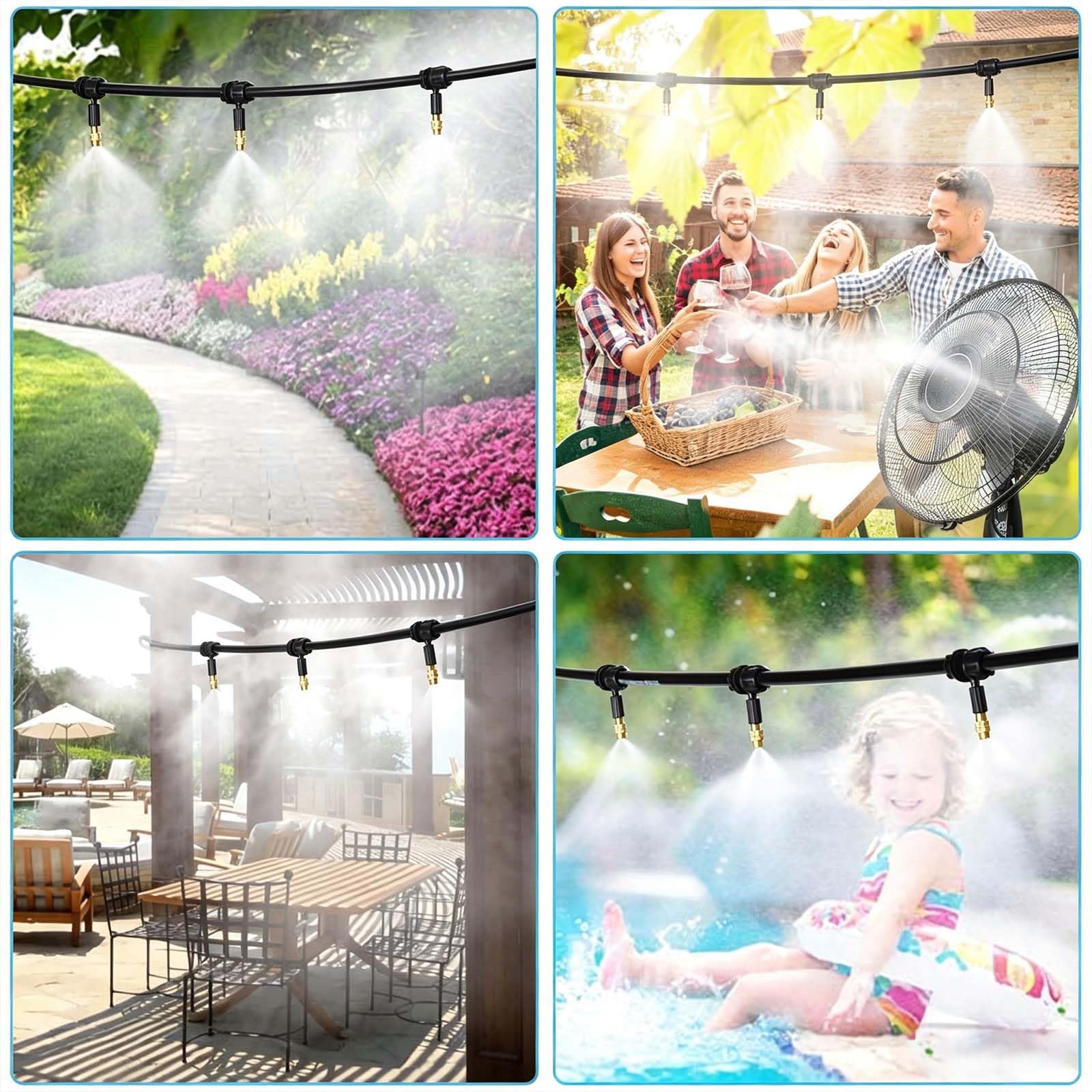 Brumisateurs pour extrieur, terrasse, systme de Refroidissement par brumisation Amovible,15m Ensemble de Buses darrosage, microirrigation, Convient pour Jardin