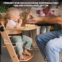 Scaun de masă și scaun pentru copii 3 în 1 Kinderkraft ENOCK, lemn de fag - Gri argintiu, cu tăviță 3