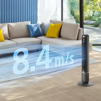 Philips akıllı vantilatör 7000 Serisi, güçlü 8,4 m/s, ultra sessiz 22 dB, enerji tasarruflu, uyku modu, 12 hız kademesi, sıcaklık göstergesi, 12 saat zamanlayıcı, 80° salınım (CX7550/01)