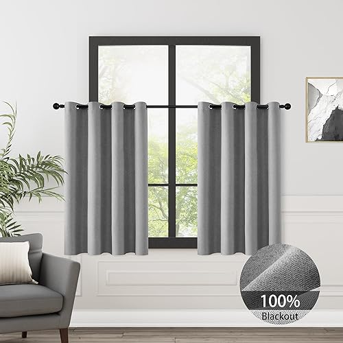 Miniatura 239 de ChrisDowa Cortinas 100% opacas de abedul liso de 96 pulgadas de largo, 2 paneles para dormitorio, sala de estar, oscurecimiento de la habitación de