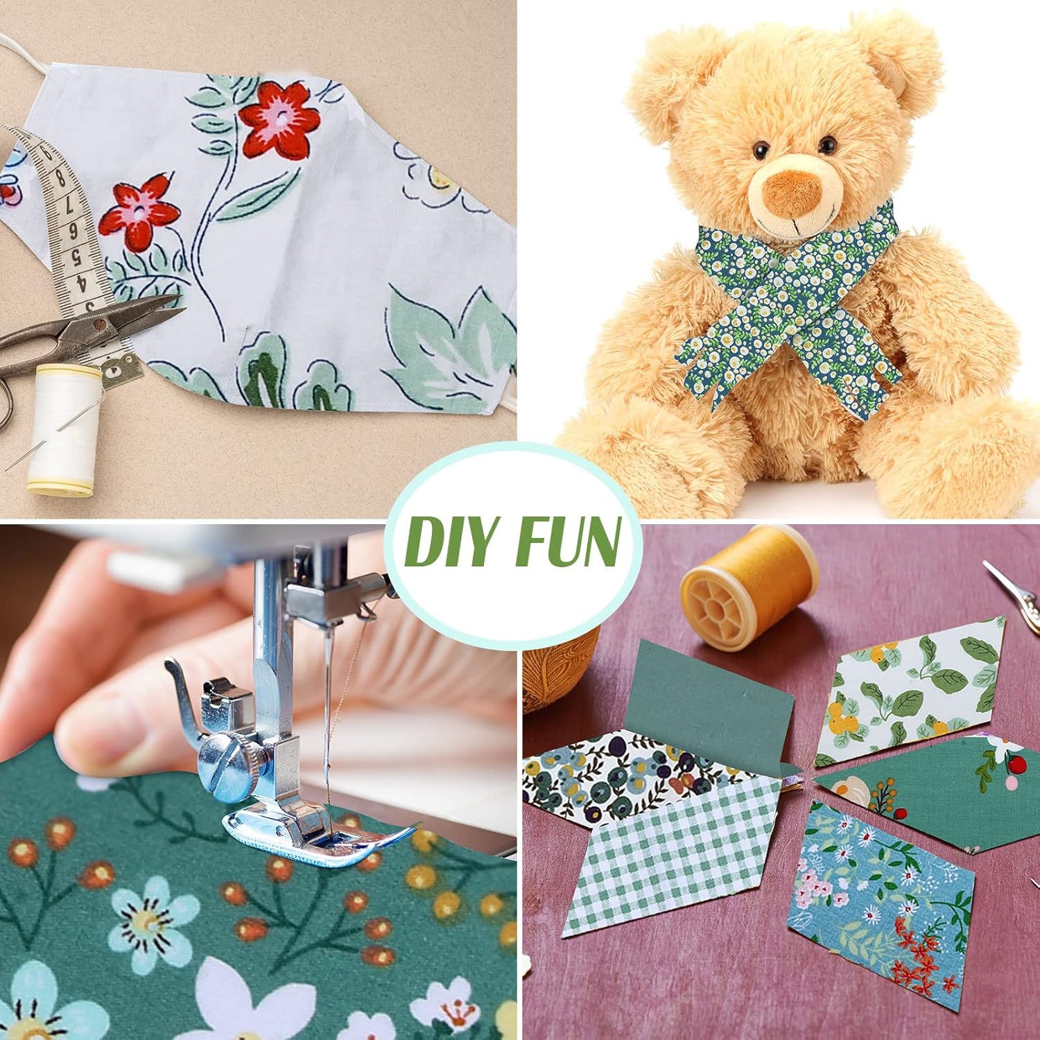 Moukeren 100 Pcs Spring Green Quilting Fabric Strips Jelly Floral Precut Cotton Fabric Greenery Flower Patchwork Quilting Strip Bundles 2.5x39.3 Inch for Spring Summer Sewing DIY Craft Cottagecore
