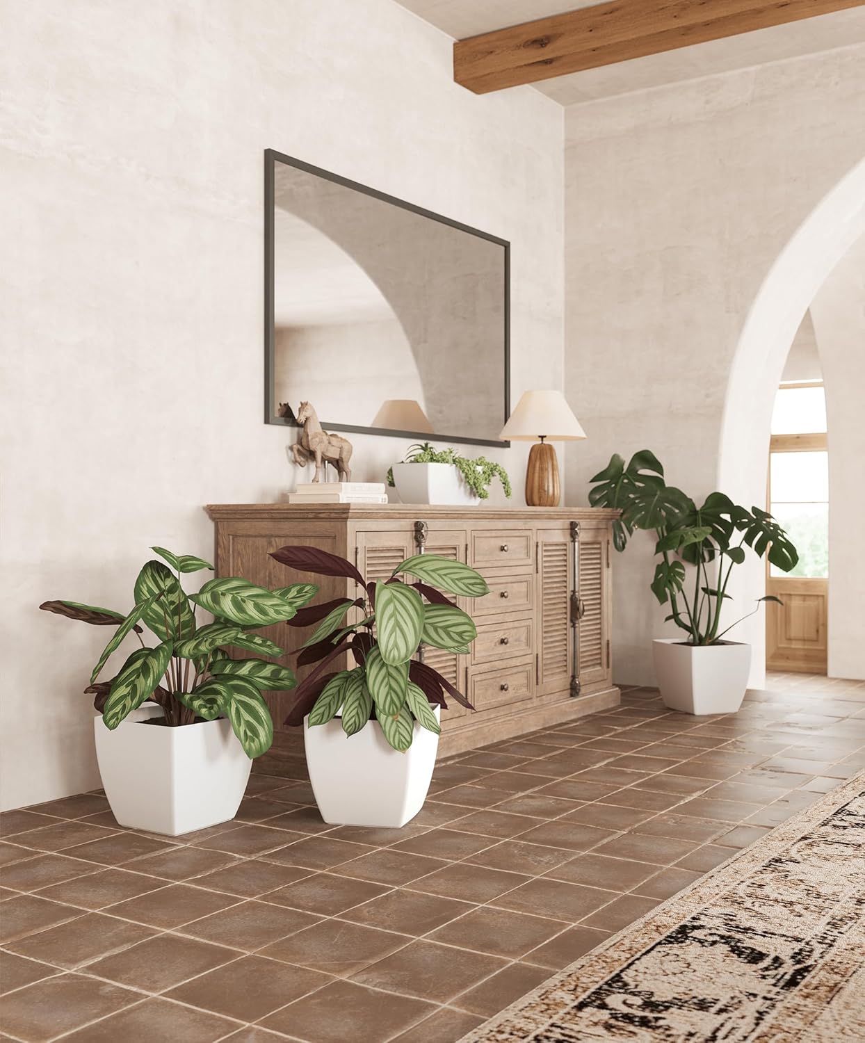 Artevasi Siena Pot, Square Flowerpot with matt Finish, Plastic 100% Recyclable, 20cm, Colour Anthracite