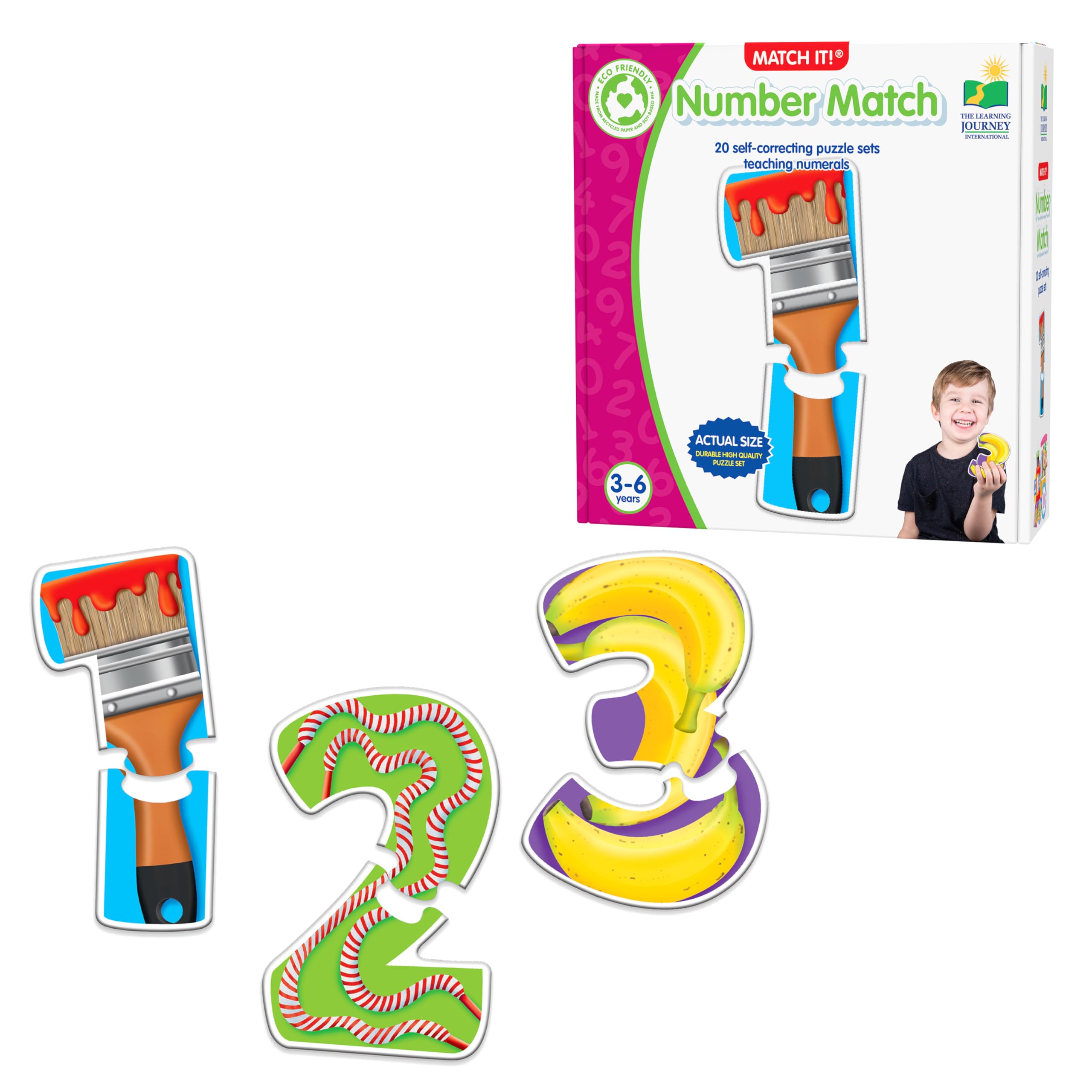 The Learning Journey: Match It! - Number Match - 20 Self Correcting Puzzle Sets Teaching Numbers - Preschool Learning Toys - Award Winning Toys
