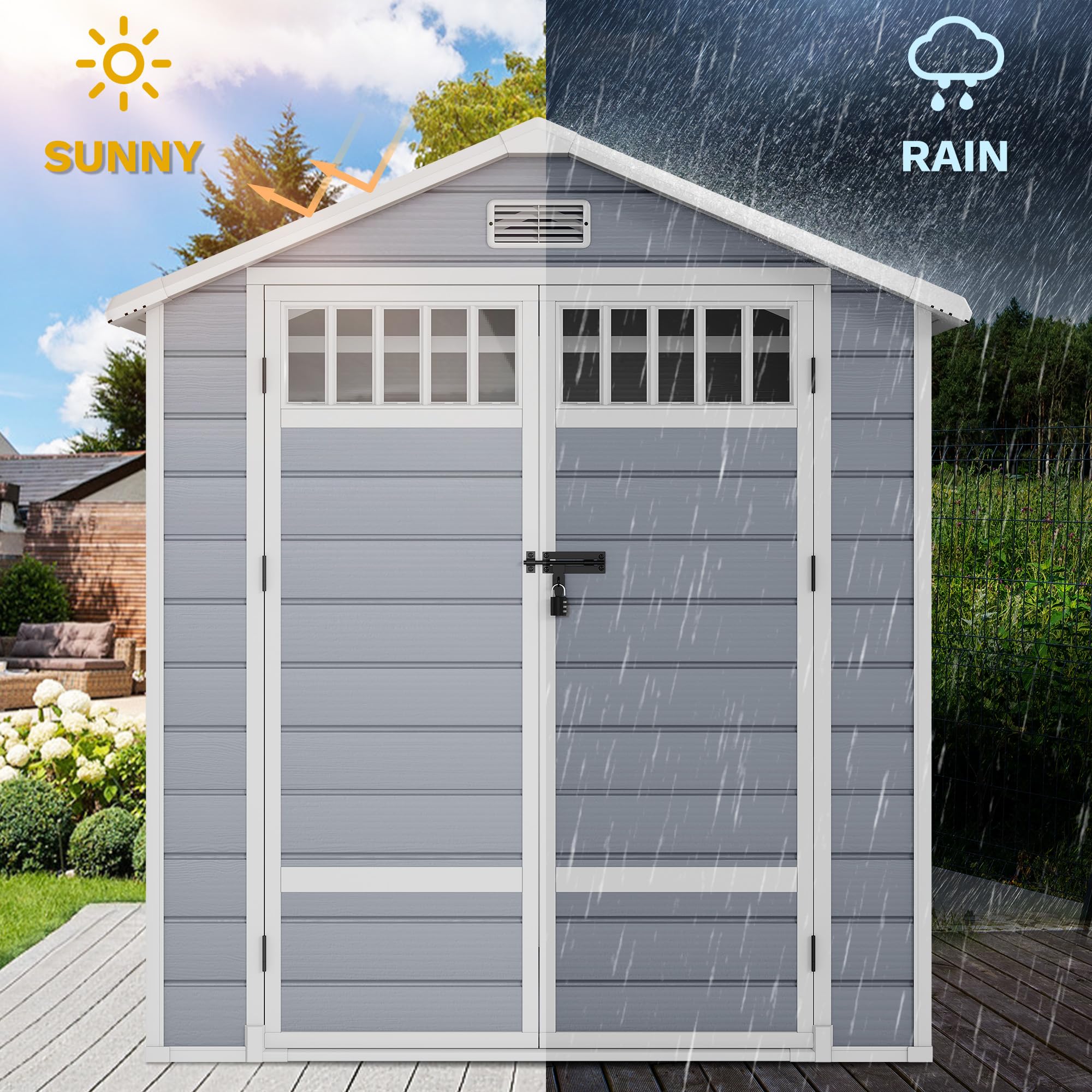 Amazon.com : DWVO 6x4.4 FT Resin Storage Shed with Fence-Style and