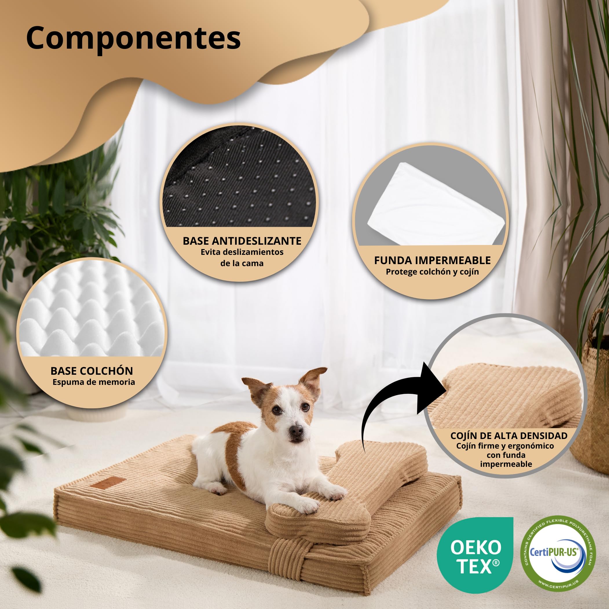 Cama Perro ortopédica antiestrés Lavable Funda Impermeable (Small)