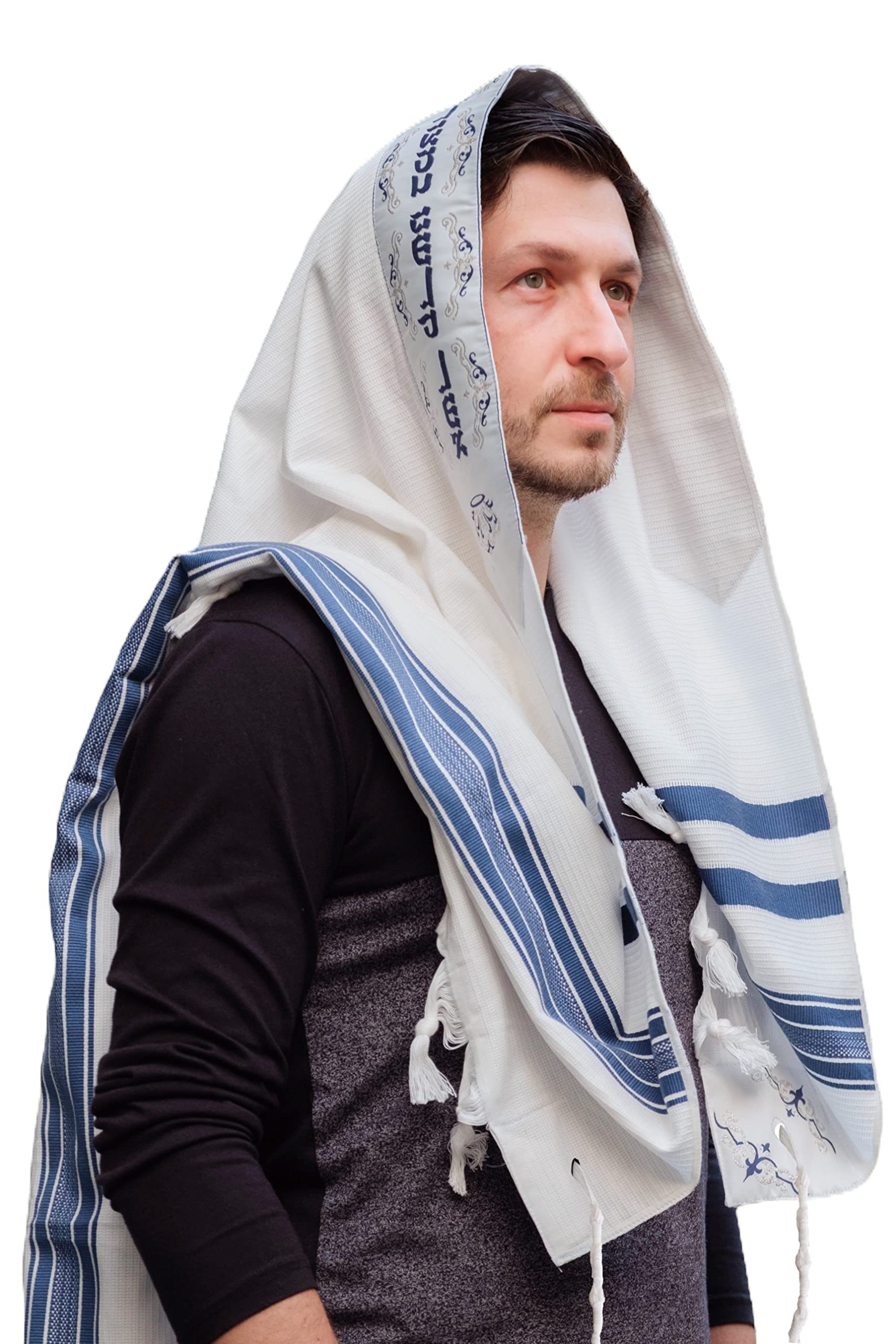 Tallit Prayer Shawl Cotton Kosher Tallit Gadol Tzitzit for Prayer Wash & Iron Gift Bar Mitzvah