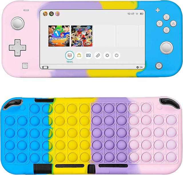 Qerrassa for Nintendo Switch Lite Controller Case Silicone Fidget Fidgets Toys it for Boys Girls Teen Kids Funny Fun Cases for Switch Games Shell Soft Cover for Switch Lite(Color Bubble)