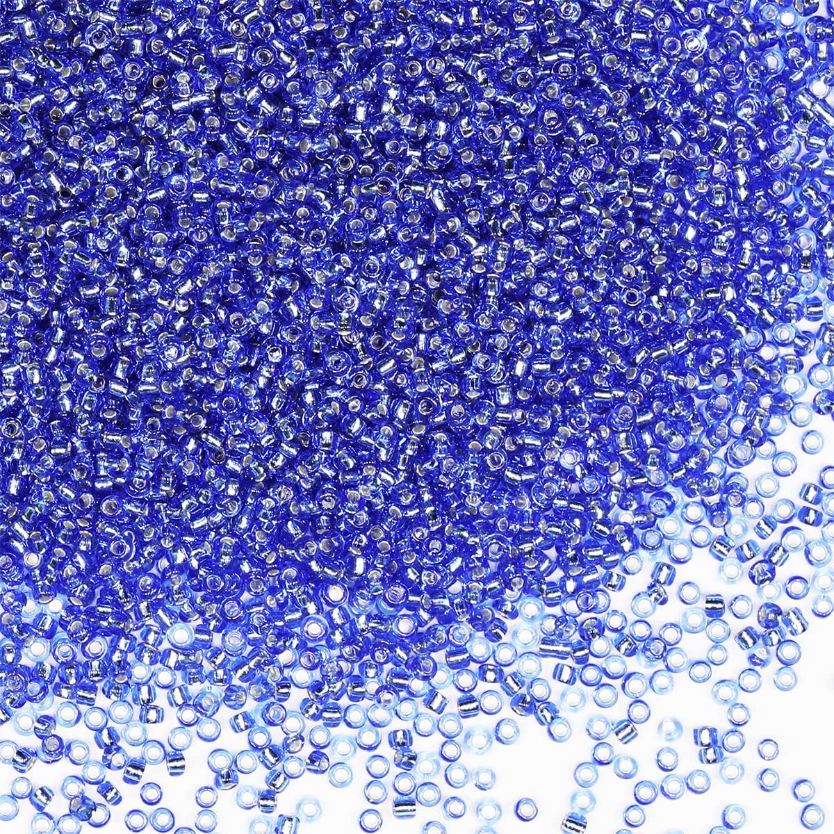 Bulk Seed Beads Blue 200 Grams About 18880pcs, 2mm 12/0 Green Silver core Glass Craft for Making Earrings, Bracelets, Pendants, Waist Jewelry,DIY Handmade Seed Beads(Blue Silver Lined ) — image 1