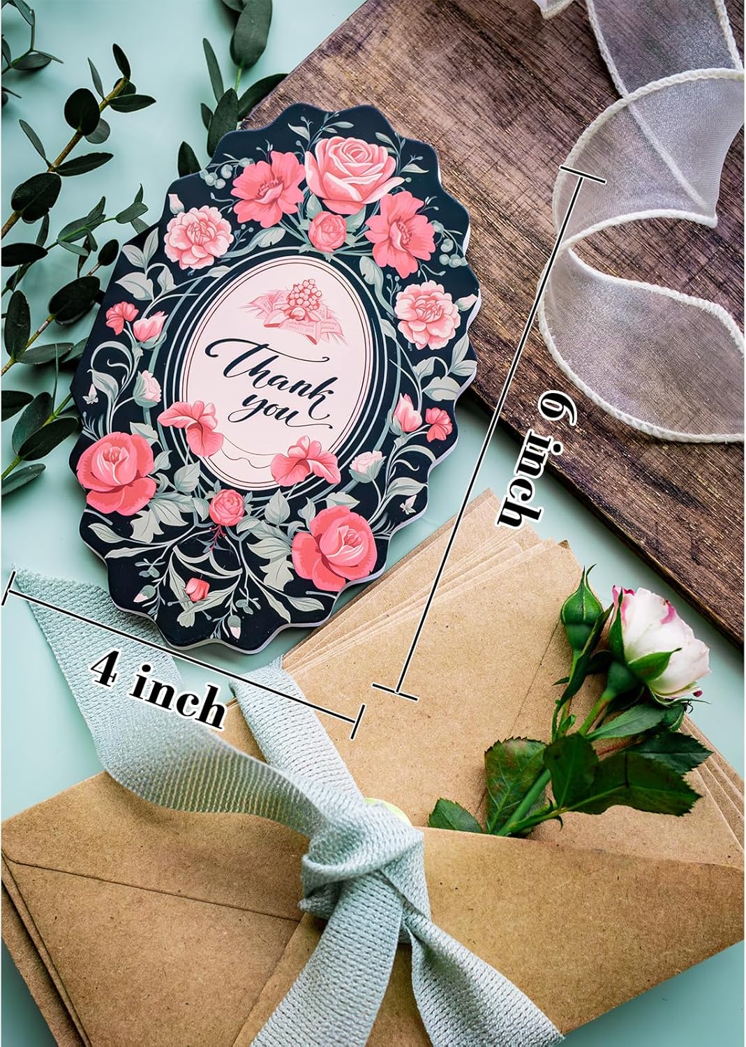 AZAZA Floral Thank You Cards with Envelopes 24 PK, Wedding Cards Unique Floral Design, 4x6 Wildflower Thank You Notes for Baby Shower, Bridal Shower, Sympathy (Vintage Flower) - Image 3