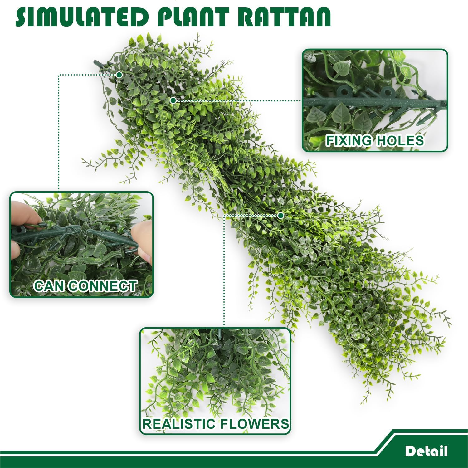 Fake Hanging Plants 3Pc-20 Artificial Ivy Vines, UV Resistant Greenery Ivy Leaves Garland with Flowers for Wedding Outdoor Decoration Home Indoor Wall Décor