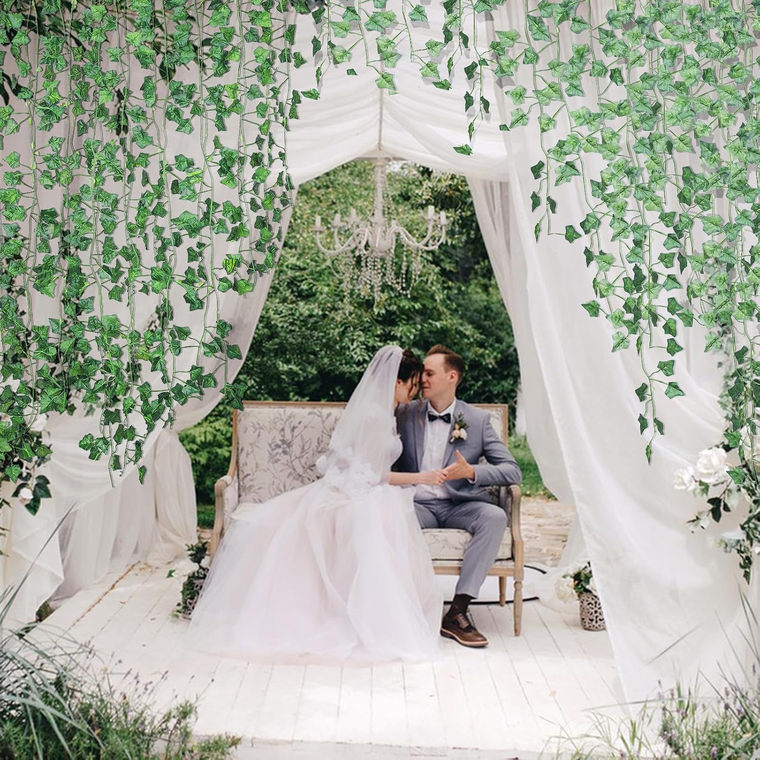 60 Pack 420 Feet Vines,Ivy,Ivy Garland,Fake Ivy,Fake Leaves,Ivy Vines,Artificial Vines,Green Vines,Leaves Room Decor,Vines for Bedroom,Wall Decor,Wedding Party - Image 5