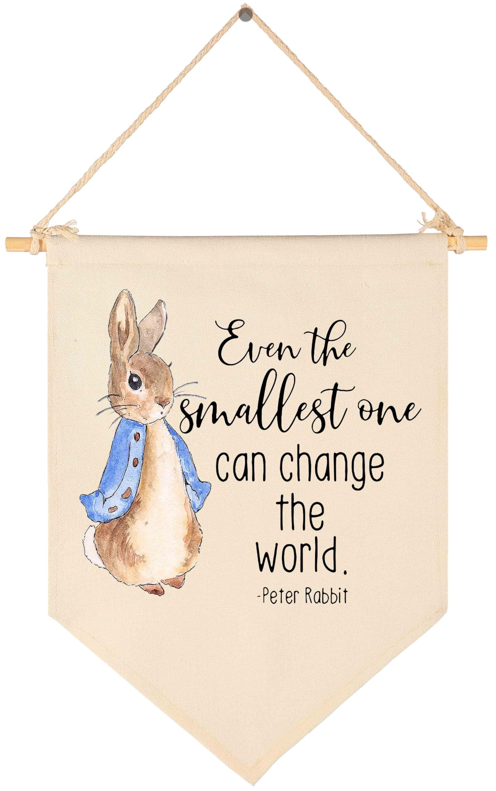 Even the Smallest One Can Change the World -Easter Canvas Hanging Flag Banner Wall Sign Decor Gift for Baby Kids Girl Boy Nursery Teen Room Front Door