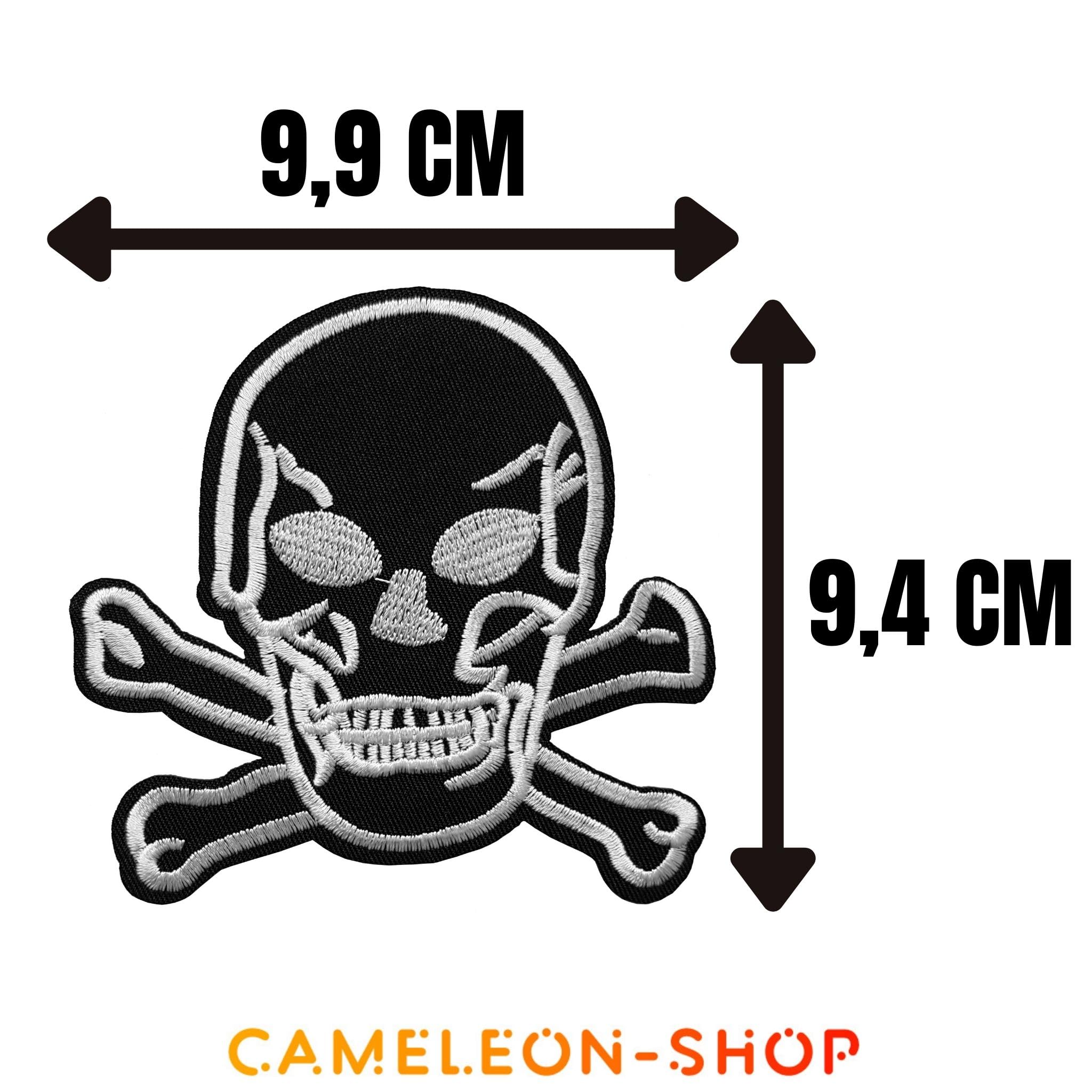 Patch Thermocollant Tête De Mort & Os As De Pique - 9,7x9,6 Cm, Brodé, Pour Customiser Vêtements (t-shirt, Veste)