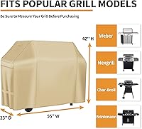 Vista 2 de NEXCOVER - Funda de parrilla de gas para barbacoa, cubierta impermeable de 55 pulgadas, funda de parrilla resistente para exterior, material Canela