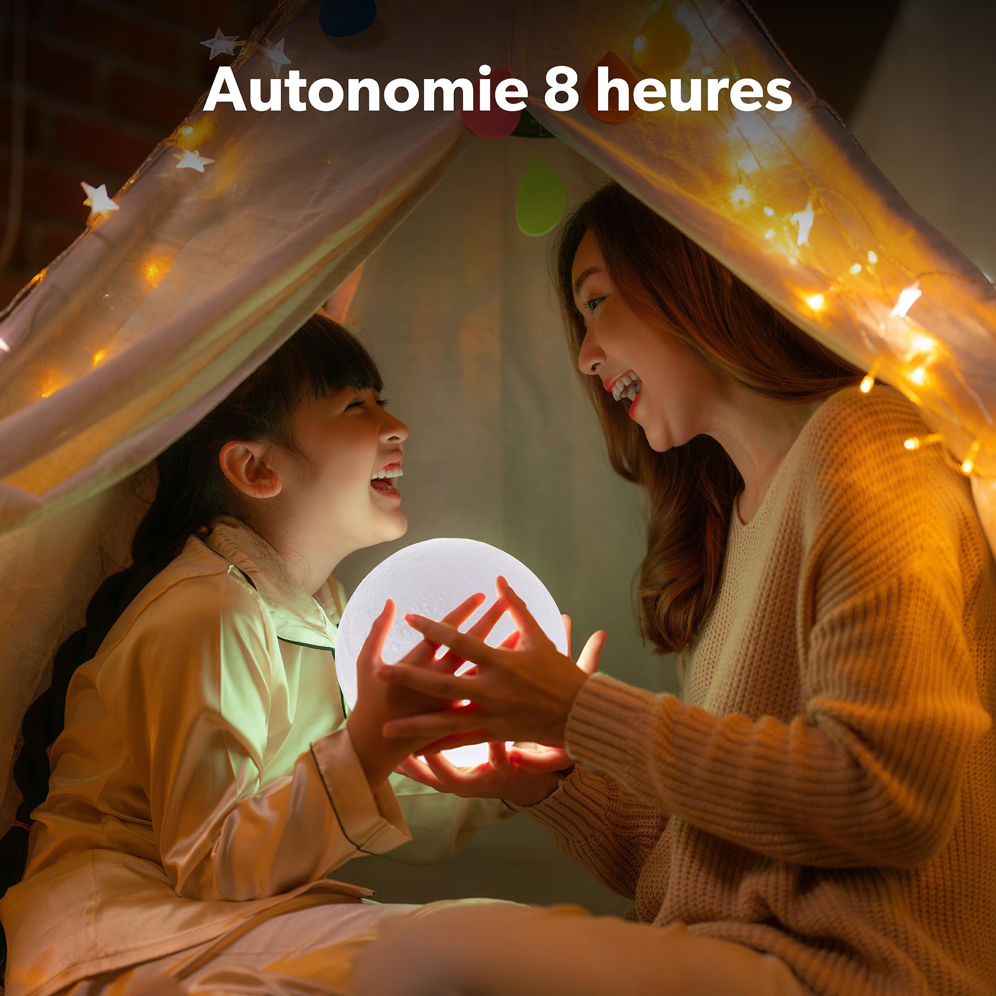 T'NB - Altoparlante Bluetooth luminoso con design Moon, leggero, compatibile con tutti gli smartphone - Multicolore