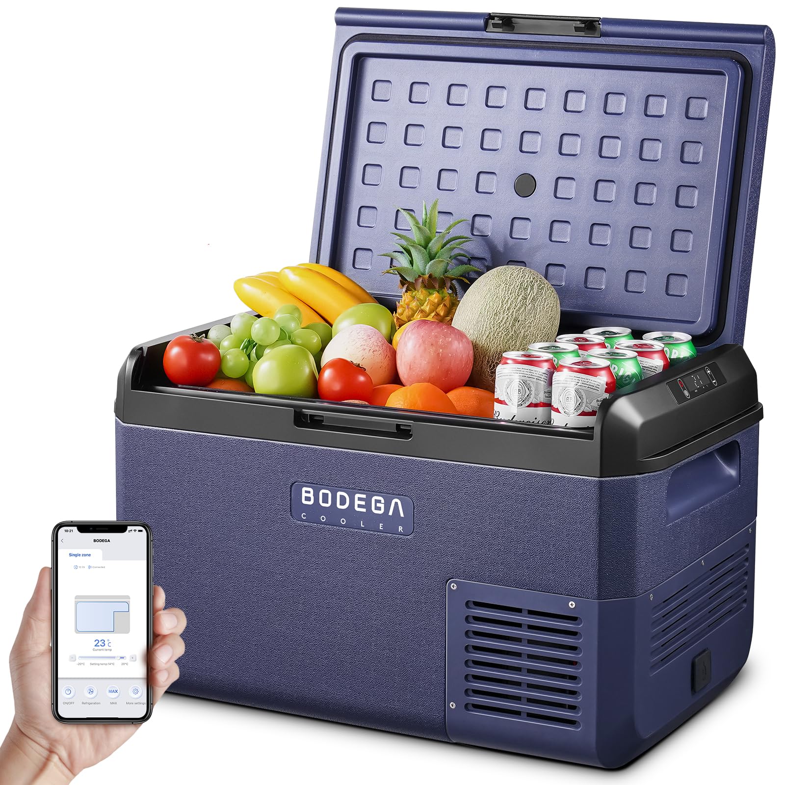 BODEGACOOLER 12 volt Car Refrigerator - Portable Freezer IPX4 Waterproof Car Fridge 42QT Electric Cooler Ultra-Quiet for Truck Van Camping Road Trips Travel 12/24V DC 110~240 Volt AC,-4?~68?