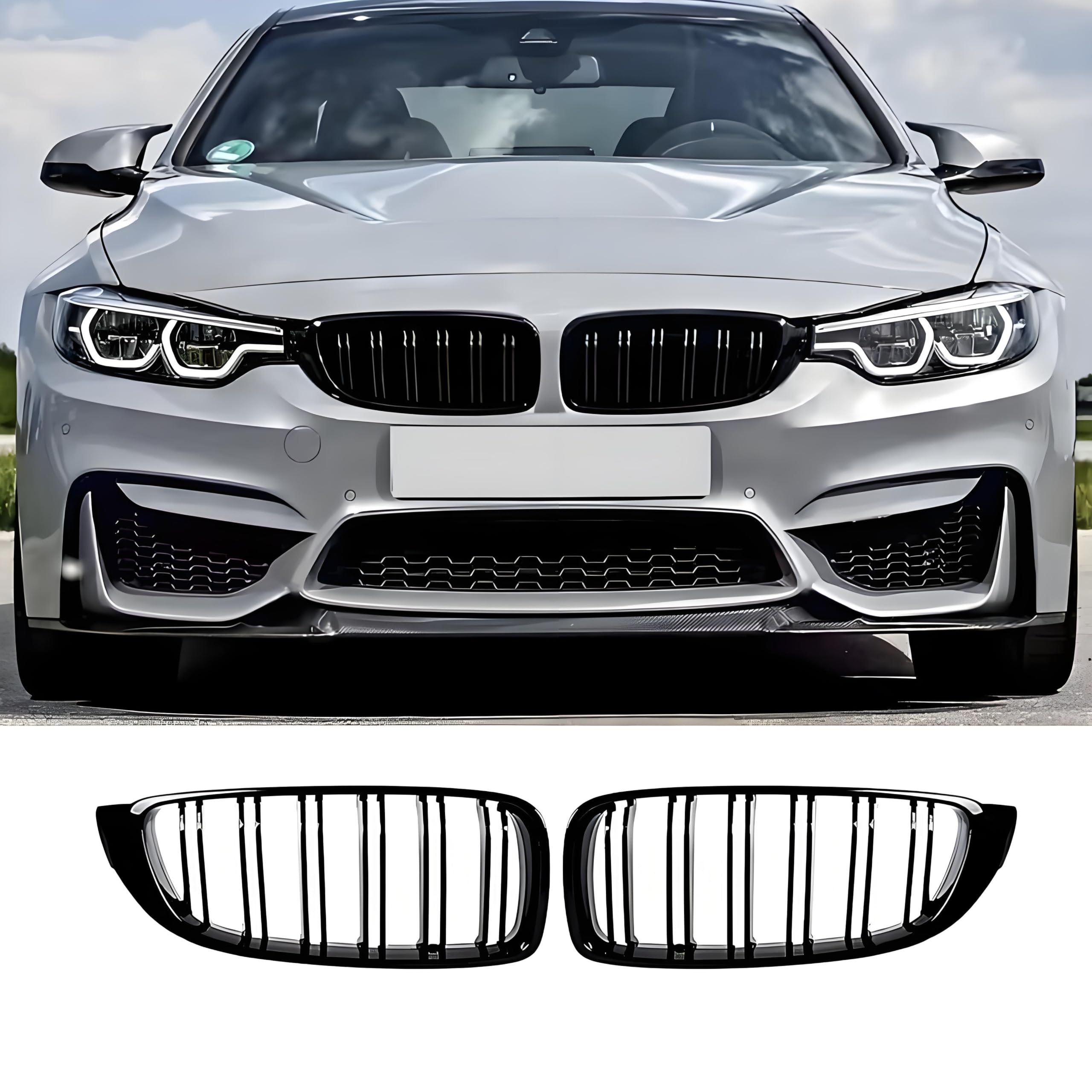F32 Griglia Nera per Paraurti Anteriore, Adatta per BMW Serie 4 F32 F33 F36 (2014-2019) e M4 F82, M3 F80 (2015-2019) - per tuning BMW 4 serie (For 4er F32 2014-2019)