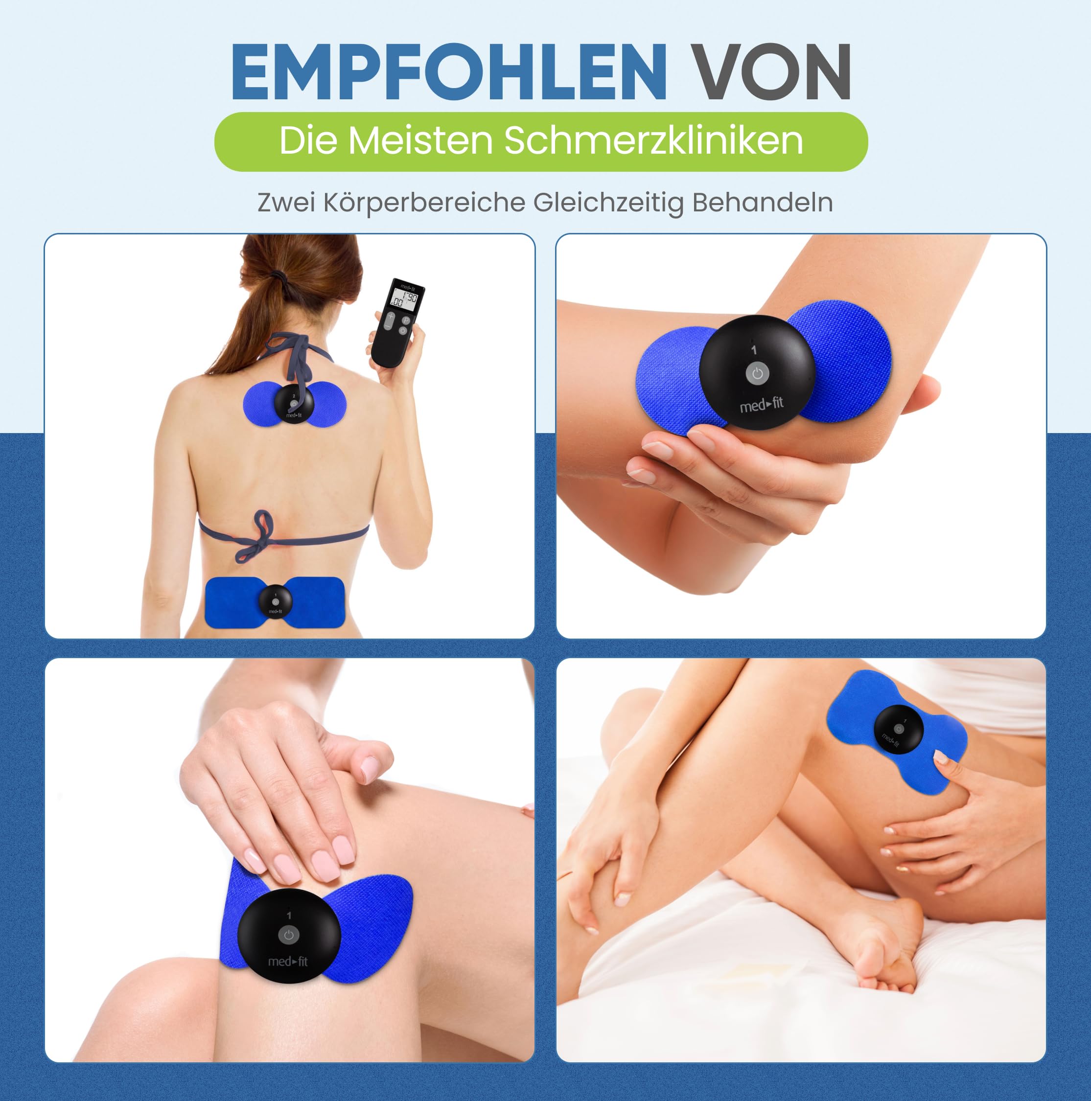 Med-Fit 4-K Wireless TENS Maschine zur Schmerzlinderung, Muskelentspannung & Schmerzmanagement - Behandeln Sie bis zu 4 Bereiche gleichzeitig für Ganzkörperbehandlung - Professionelle Kraft &