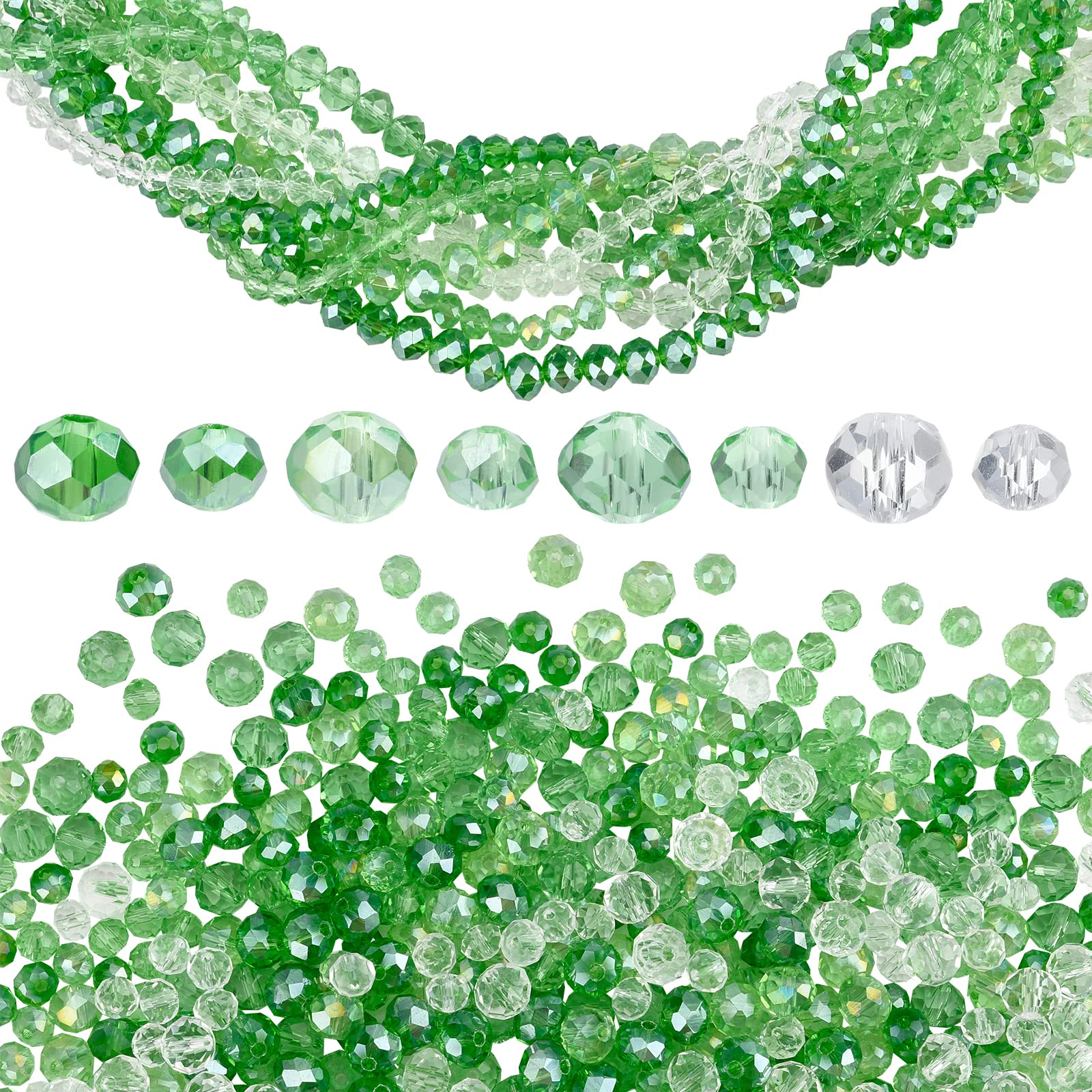 HOBBIESAY 150 pièce de Perles en Verre Transparent en Forme de Goutte D'Eau de 8mm Perles D'Espacement à Facettes en Forme de Goutte D'Eau,Perle de Rocaille Lisse pour Bracelets Colliers Boucles