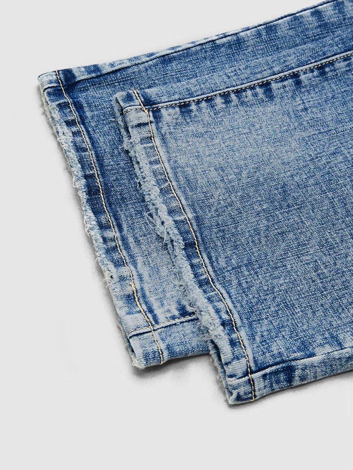 Flamingals Straight Leg Crop Jeans for Women Wash Raw Hem Mid Waist Jeans - Image 4