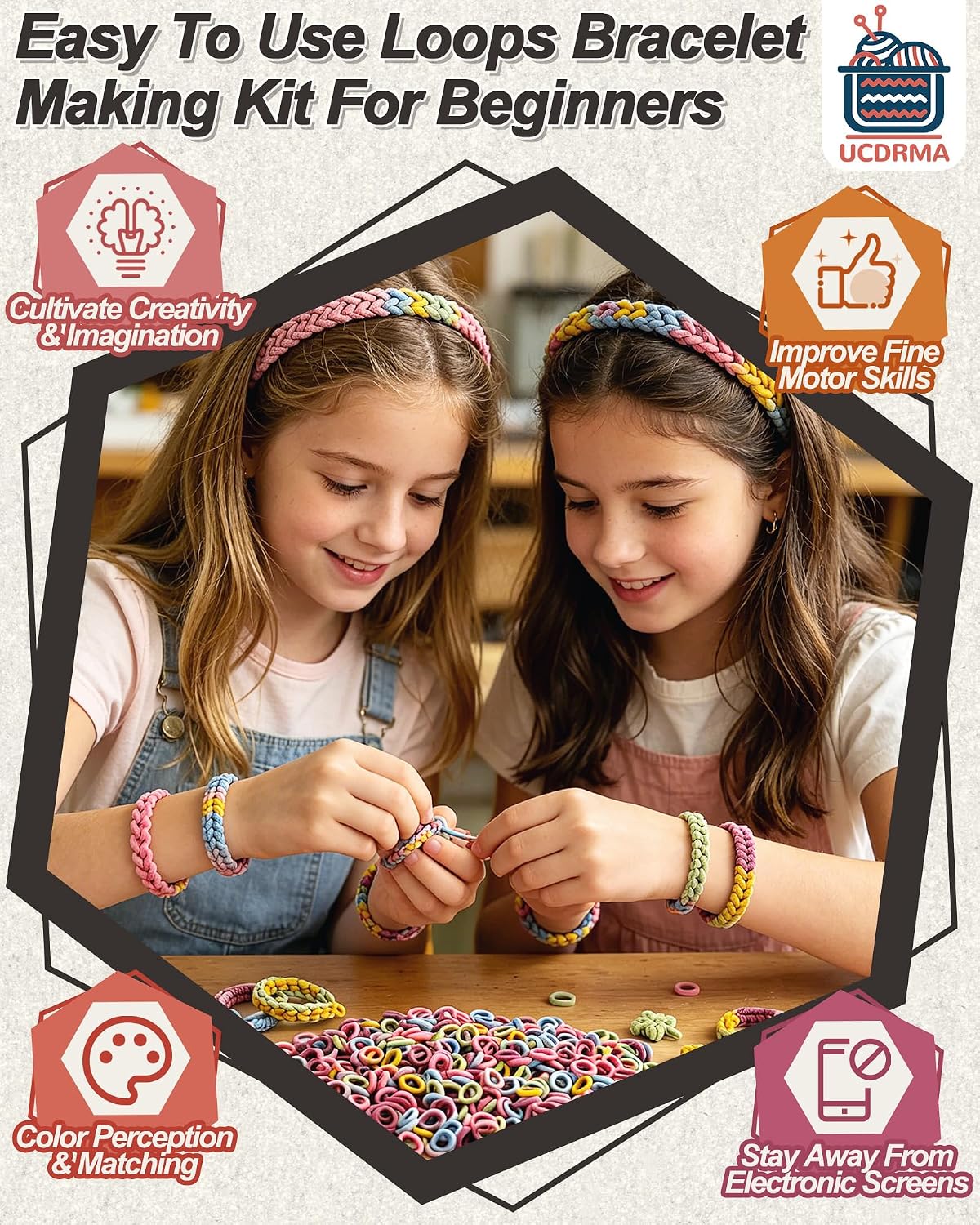 UCDRMA 1000PCS Soft Cloth Loom Bands Refill for Bracelet, Loop Bracelet Making Kit in Vintage Art Colors Weaving Loom Refill Loops Pack, Elastic Band Bracelet Kit Can Make 40+ Friendship Bracelets image 2