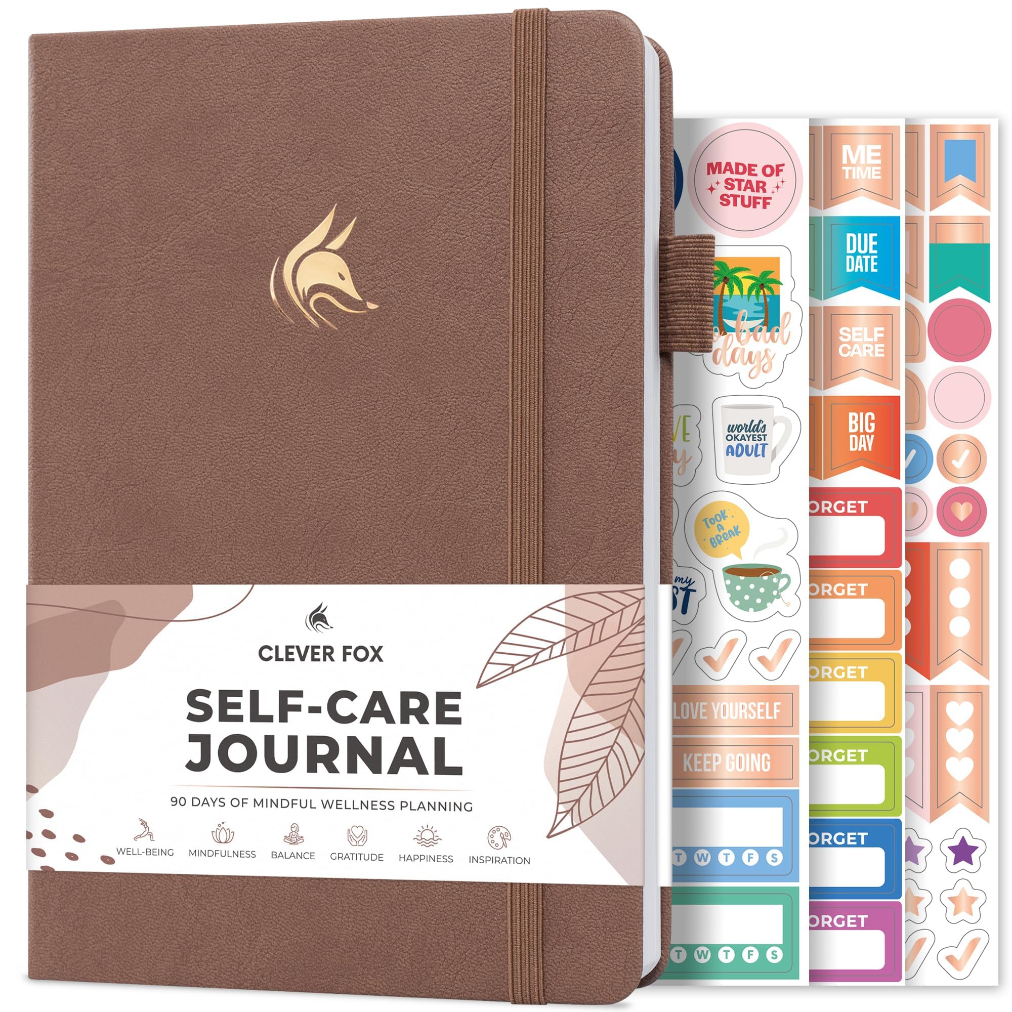 Clever Fox Self-Care Journal – Daily Reflection Notebook – Mental Health & Personal Development Planner, Meditation & Mood Log, A5 (Dark Terracotta)