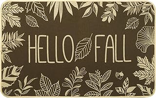 Hello Fall Door Welcome Mat,Autumn Thanksgiving Orange Outdoor Rug Leaves Decor Floor Non-Slip Entrance Mat for Home Kitchen Bathroom 17x29 Inch(Orange1)