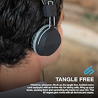 Vista 20 de JLab Auriculares de neón con cable, grafito/azul, luz de plumas, cuero ecológico ultra afelpado, controladores de 1.575 in, garantizados de por vida