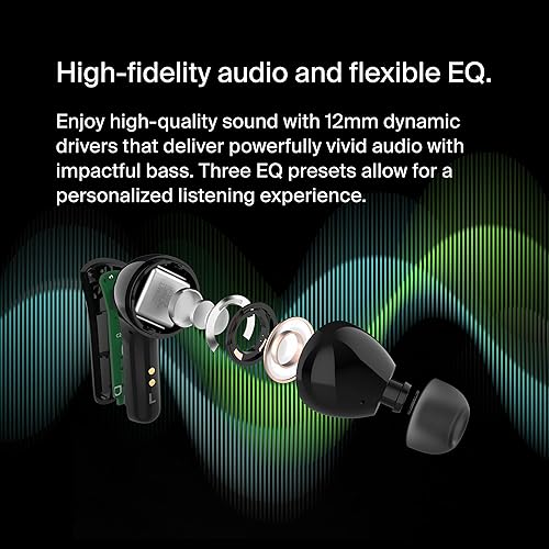 Miniatura 5 de Belkin SoundForm Motion True Auriculares inalámbricos, auriculares con cancelación de ruido con estuche de carga inalámbrica y micrófono dual,