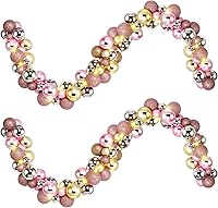 Vista 1 de Guirnalda de 2 bolas de Navidad de 6 pies, adornos colgantes de bolas de Navidad con 2 luces LED de 10 pies para el hogar, interiores y exteriores