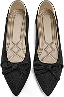 Ablanczoom Women's Pointed Toe Ballet Flats with Bow - Comfortable Knit Slip-On Shoes for Work, Business Casual & Weddings