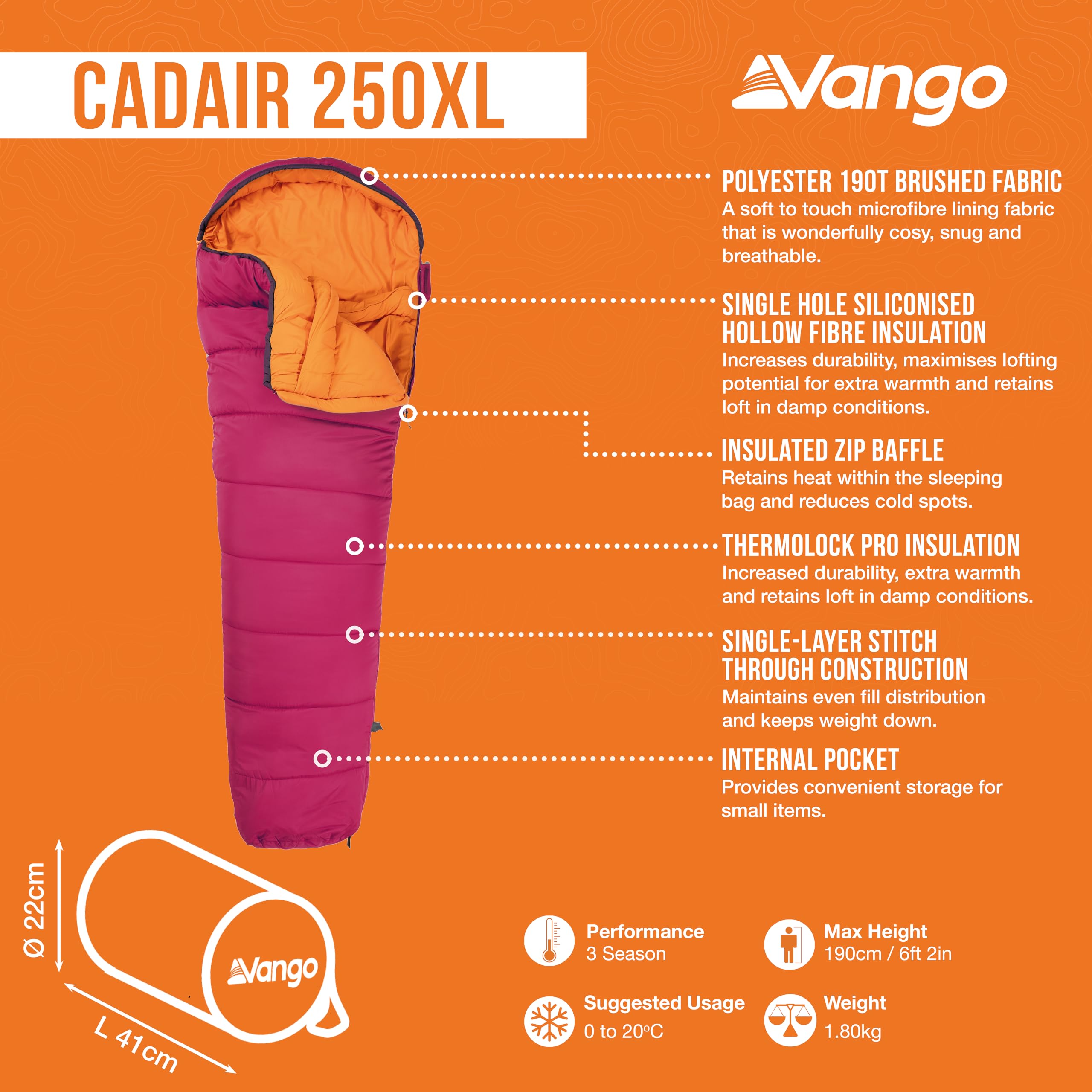 Vango Cadair 250 Sac de Couchage Momie Simple