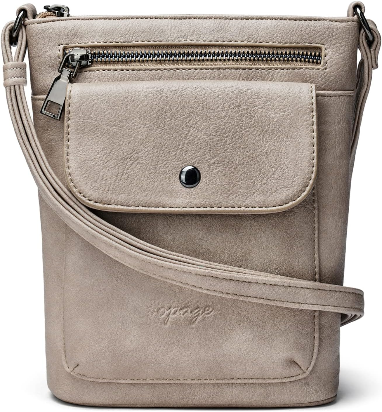 OPAGECrossbody Purse for Women Soft Leather Crossbody bag Shoulder Handbags Lightweight Triple Zipper Cell Phone Purse