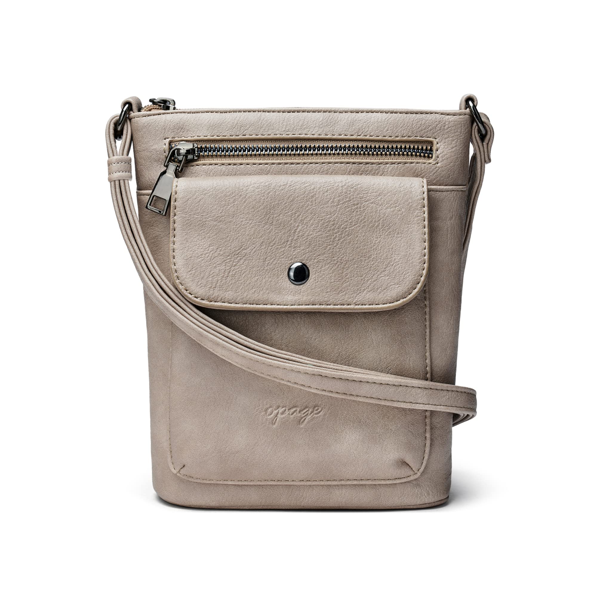 OPAGECrossbody Purse for Women Soft Leather Crossbody bag Shoulder Handbags Lightweight Triple Zipper Cell Phone Purse